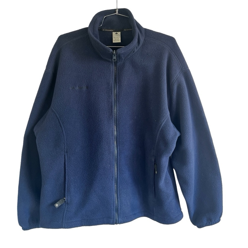 COLUMBIA SWEATER JACKET FRONT ZIPPER BLUE SWEATER WARM JACKET WOMAN SIZE  LARGE